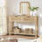 Farmhouse Entryway Table,43 Inch Wood Console Table With 2 Drawers,2 Tier Sofa Table With Storage For Living Room, Foyer Tables For Entryway-Burlywood