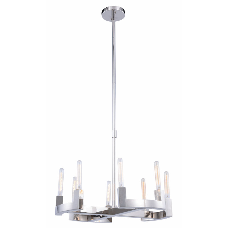 Donnell 8 - Light Dimmable Geometric Chandelier, 51" H x 26" W x 26" D, Polished Nickel