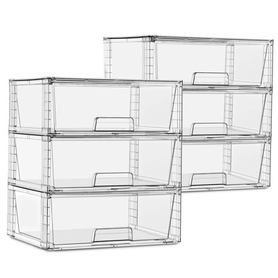 Sorbus Extra Wide Stackable Clear Plastic Pull-Out Drawer Organizer Bins - for Bathroom, Vanity, Makeup, Under Sink & Countertop