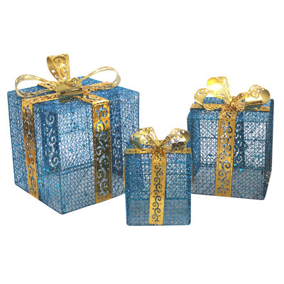 3PCS Christmas Decorate Gift Boxes Christmas Party Home Decorations Holiday Party Yard Decorations Gift Box