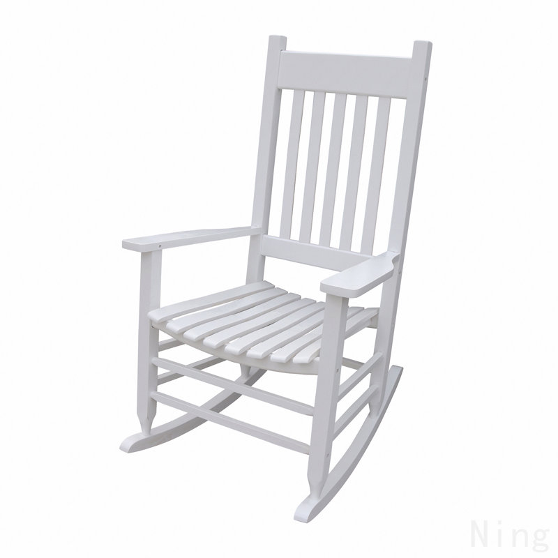Chaise berçante en bois blanc, Blanc