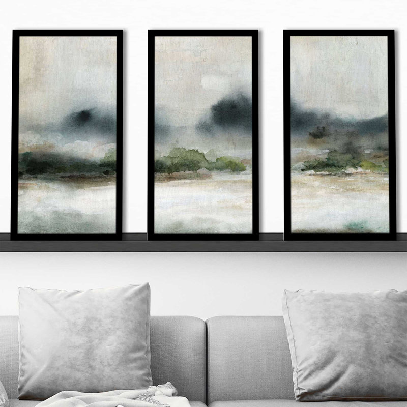 «Textured Rain II» par - 3 pièces, H 25,5 po x l 40,5 po x P 1 po