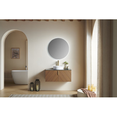 Floating Vanity with Vessel Sink