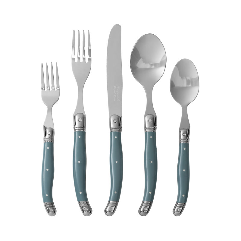 Aegean Teal Stainless Steel Flatware Set, Service for 4