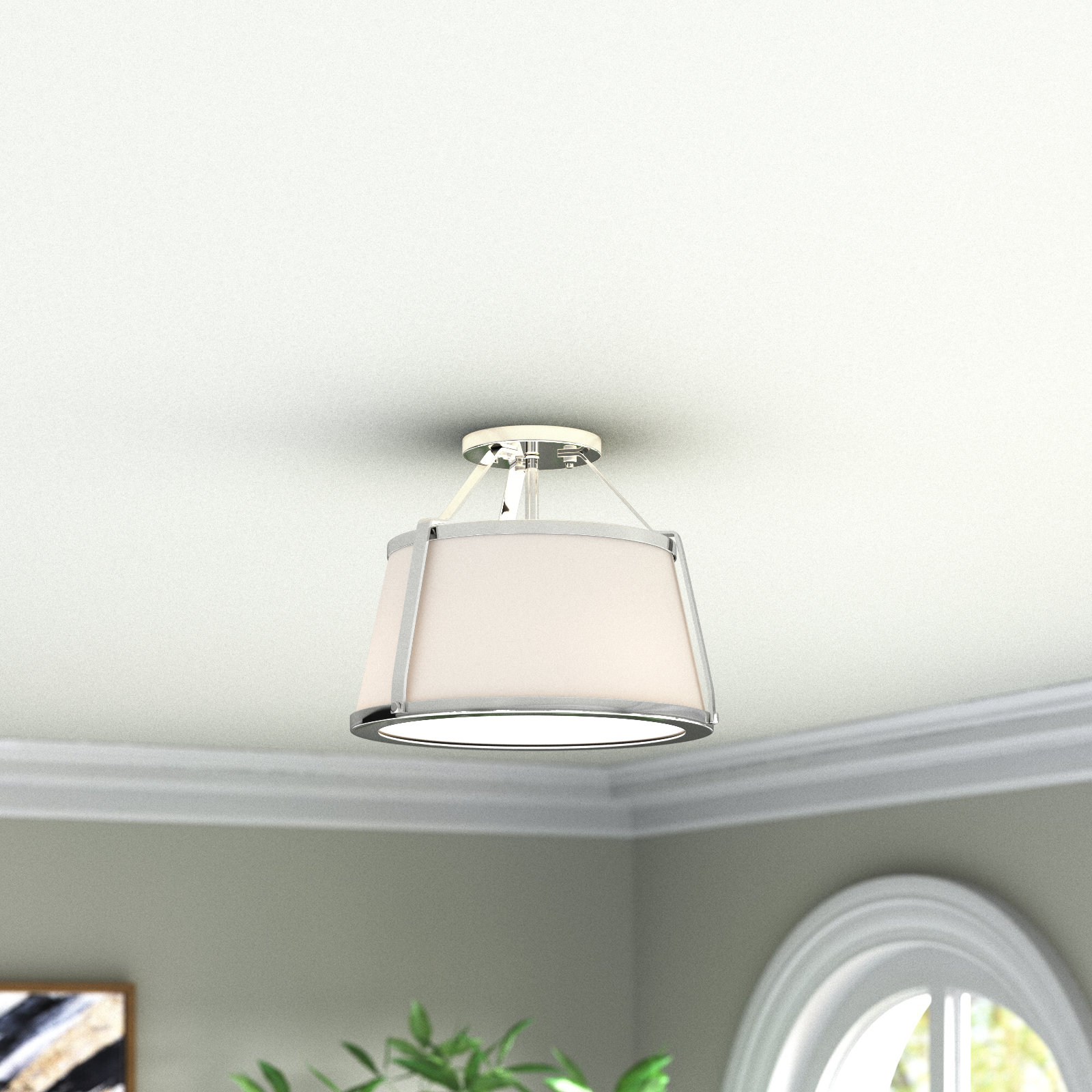Vonnie 3 Light Semi Flush Mount, Polished Nickel