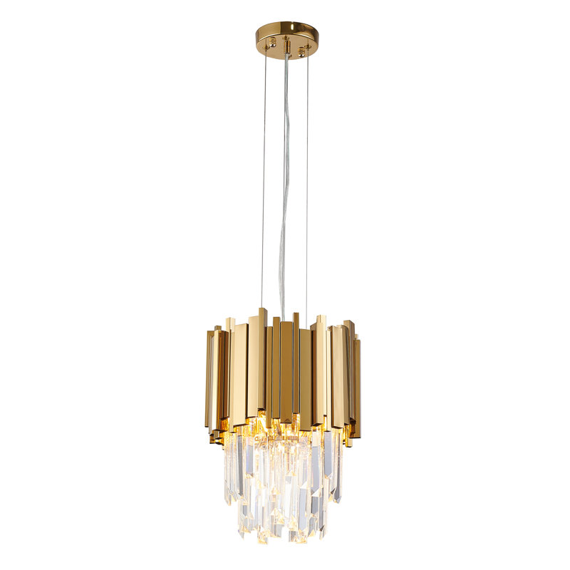 Mannion 4 - Light Single Chrome Pendant with Crystal Accents, Gold