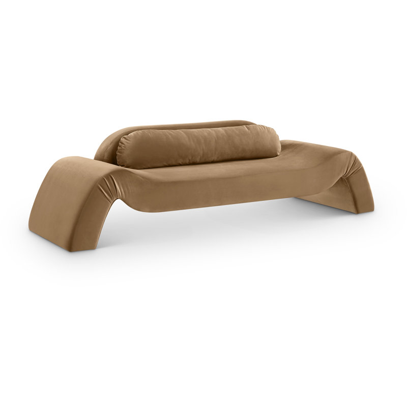 Causeuse Austin, Velours beige, 29.5" H x 107" W x 34" D