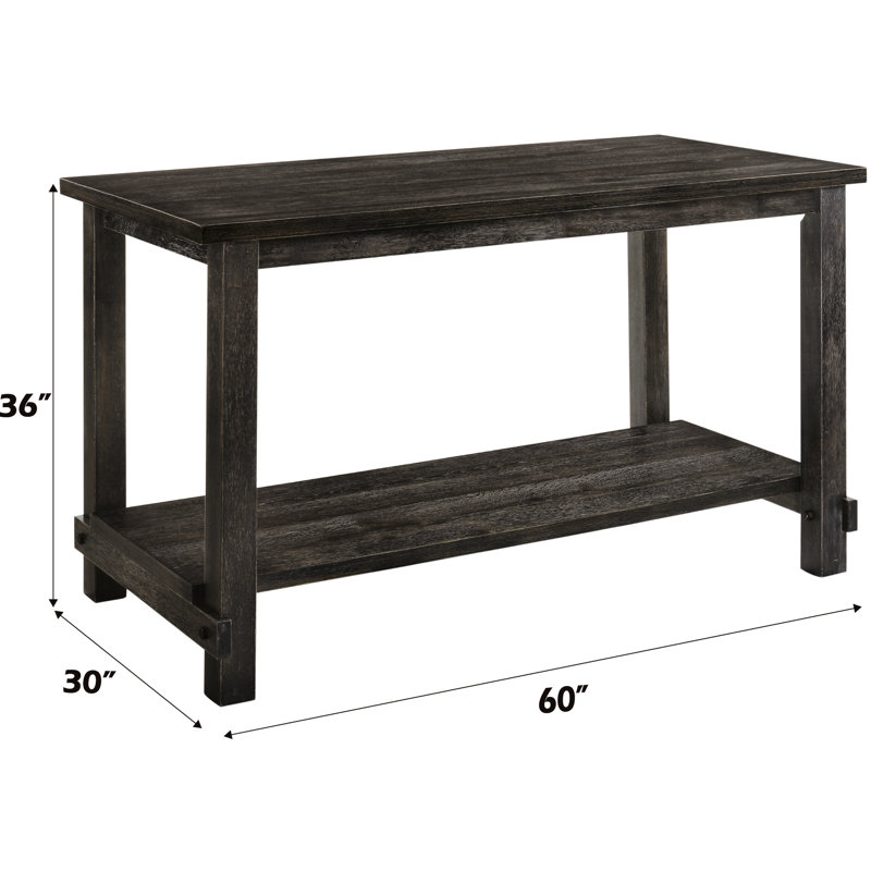 Table rectangulaire à hauteur de comptoir patinée gris pour salle à manger pour 6 personnes