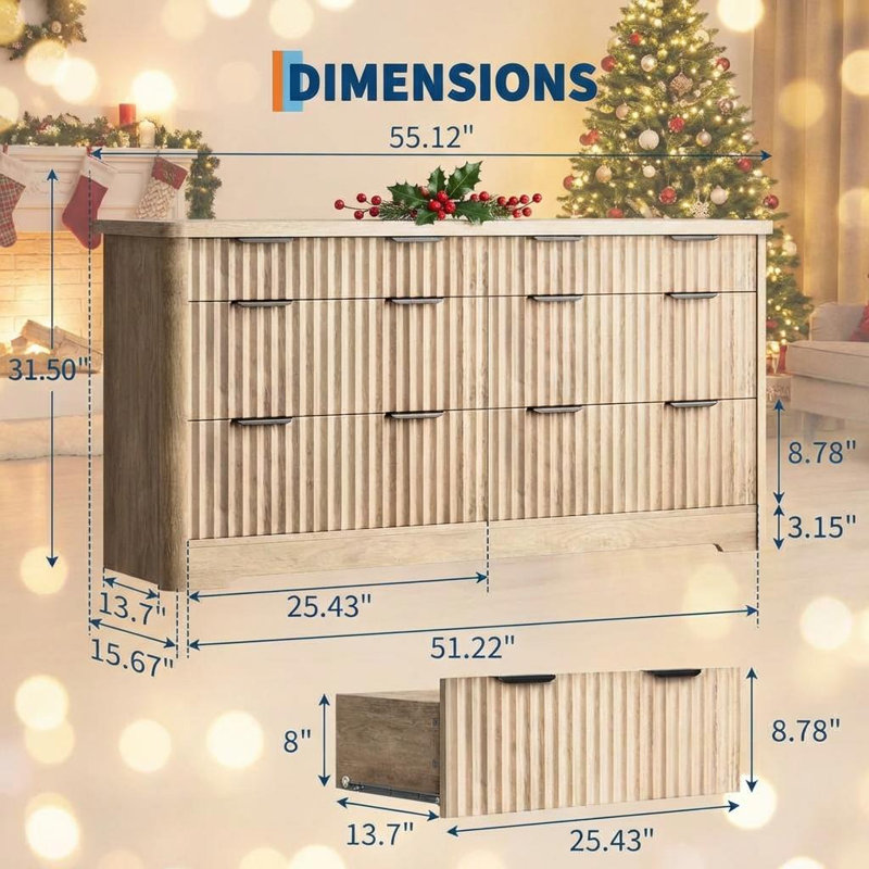 140 cm W Chest of 6 Drawers