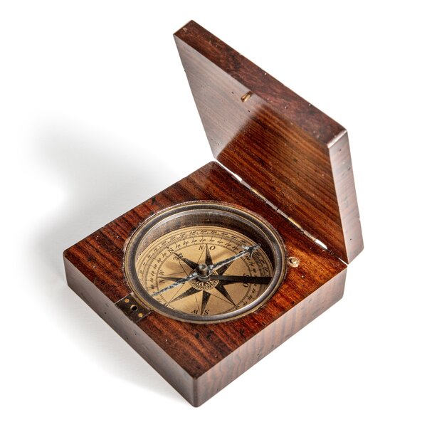 Directional Wood Pocket Compass or Necklace, Rectangle/Square