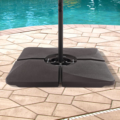 Combinaison de parasol de patio robuste pour porte-parapluie de 8 pi à 10 pi, jusqu'à 200 lb, remplie de sable et d'eau