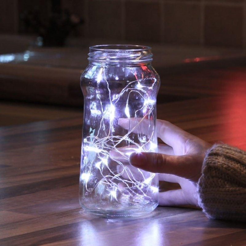 LED Indoor / Outdoor String Lights, 10.1cm H x 2cm L x 4cm D, White