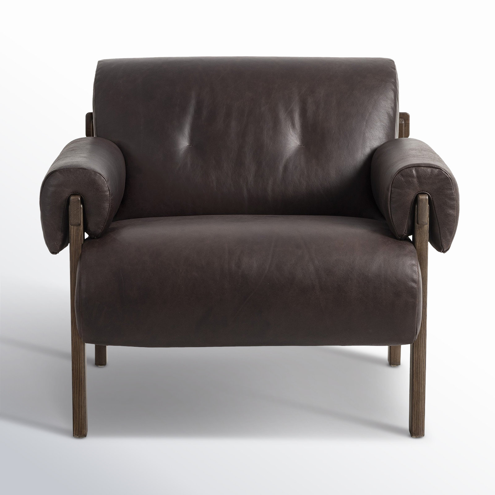 Yentl Upholstered Armchair, Conroe Cigar Genuine Leather
