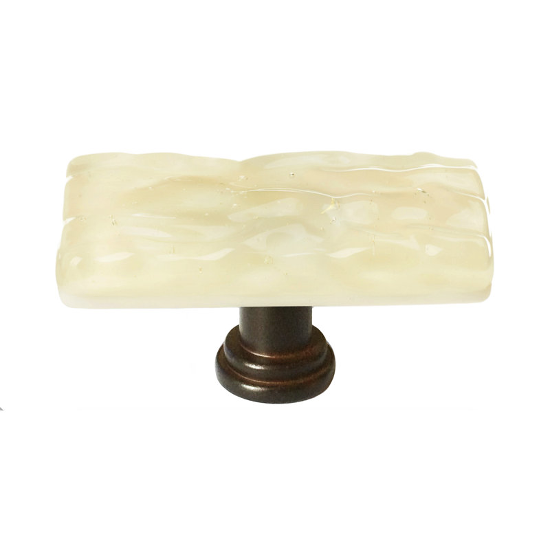 Poignée de meuble longue en verre Glacier, Bronze huilé, Jaune pâle