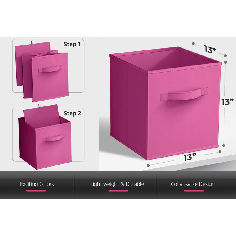 Grands cubes de rangement pliables 13 po avec poignées 13 pièces, rose, Rose