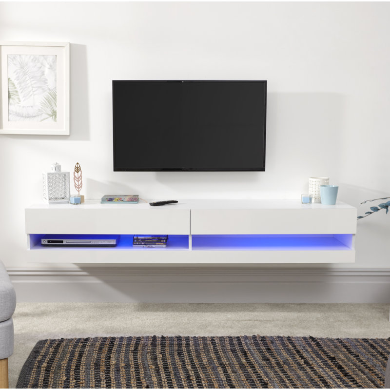Allon Unfinished Floating TV Stand, White, 30cm H x 150cm W x 38cm D