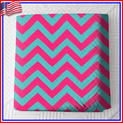 Couvre-lit matelassé à chevrons rose et bleu toutes tailles