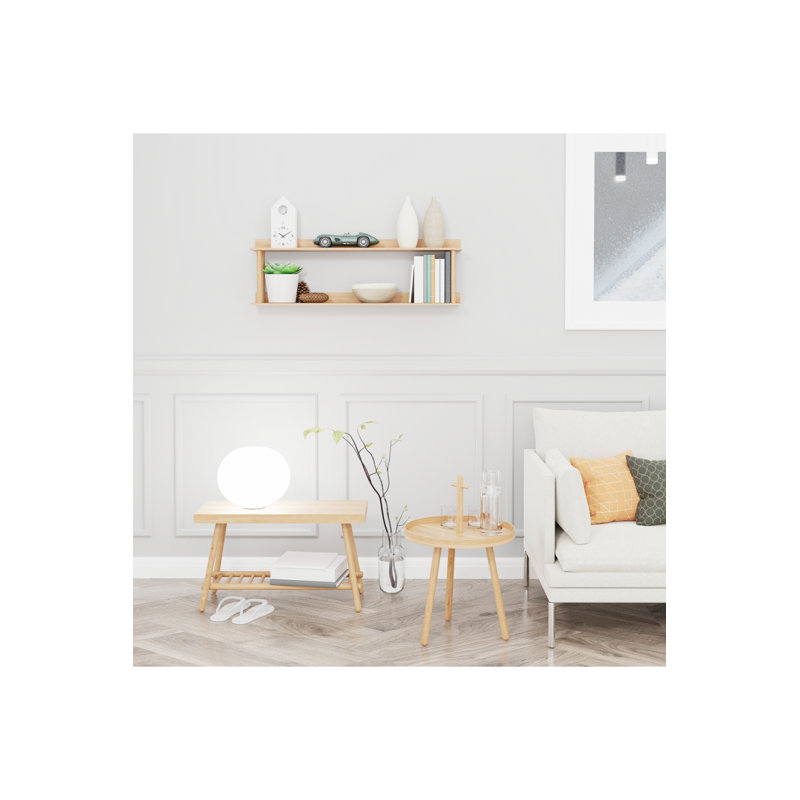 2 Piece Oak Solid Wood Accent Shelf, Natural