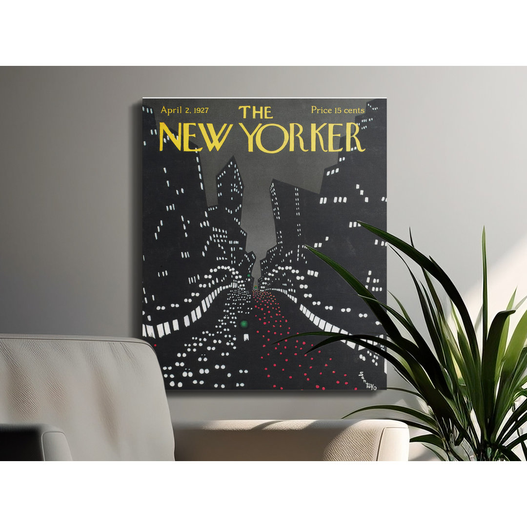 Vintage New Yorker Canvas Wall Art, 1927 Cityscape Print, Art Deco Decor, Gallery Wrapped, Ready to Hang, Archival Quality Canvas