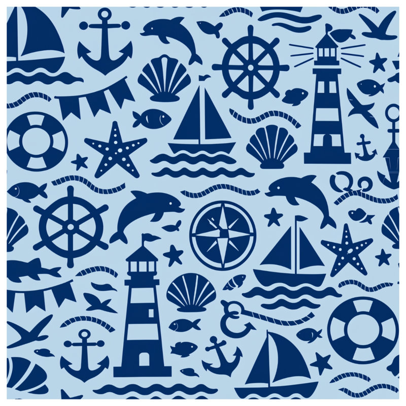 Couvertures à motif éléments nautiques, 60in W x 80in H