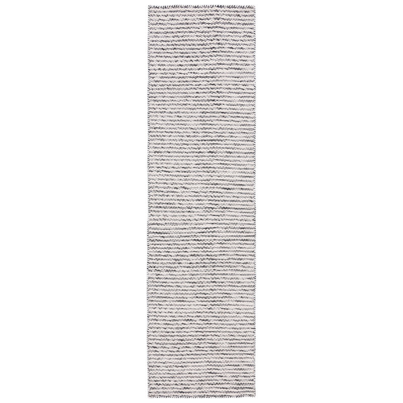 Tapis en laine / coton à tissage plat Braintree en ivoire / noir, Tapis de couloir 2 pi 3 po x 9 pi