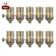 Royal Designs, Inc. 3 Way Vintage Turn Knob Lamp Socket For Incandescent LED Bulbs, Polished Brass, Set Of 10