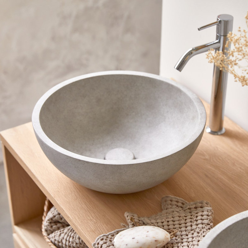 Tikamoon Micha 36mm L x 36mm W Round Sink, Grey