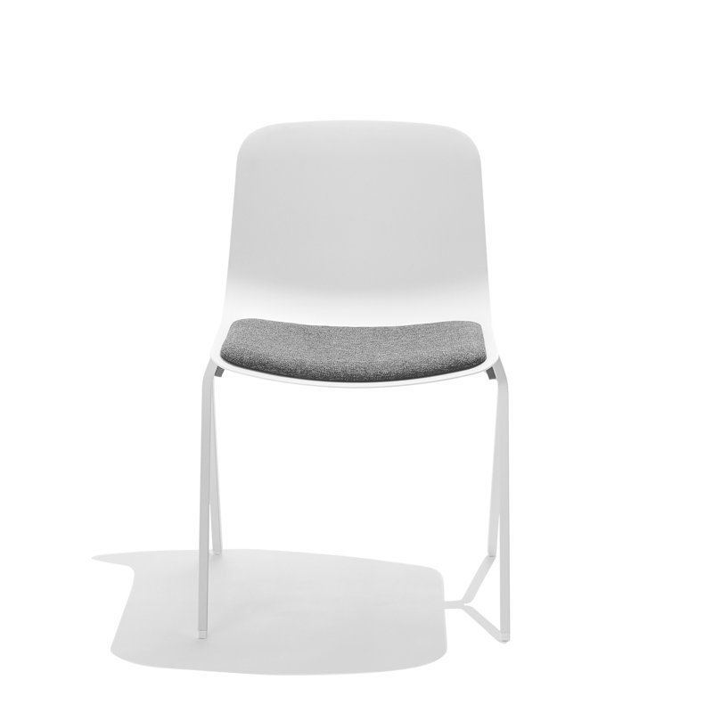 Chaise d'appoint Key avec coussin, Blanc, Gris clair