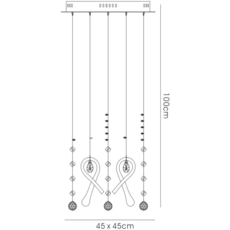 10 - Light Crystal Chandelier, Polished Chrome