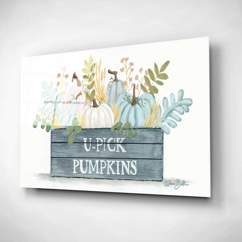 «U-Pick Pumpkins» par Sara Baker, art mural en verre acrylique, H 12 po x l 16 po