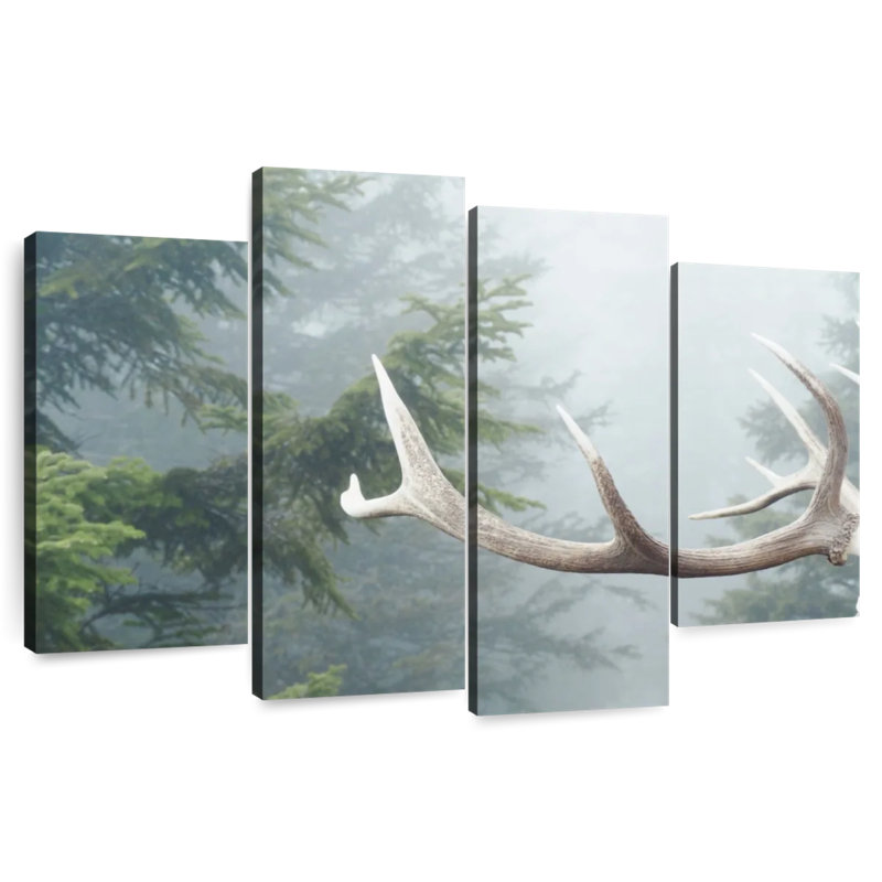 Bois de cerf et pins, H 14 po x l 24 po