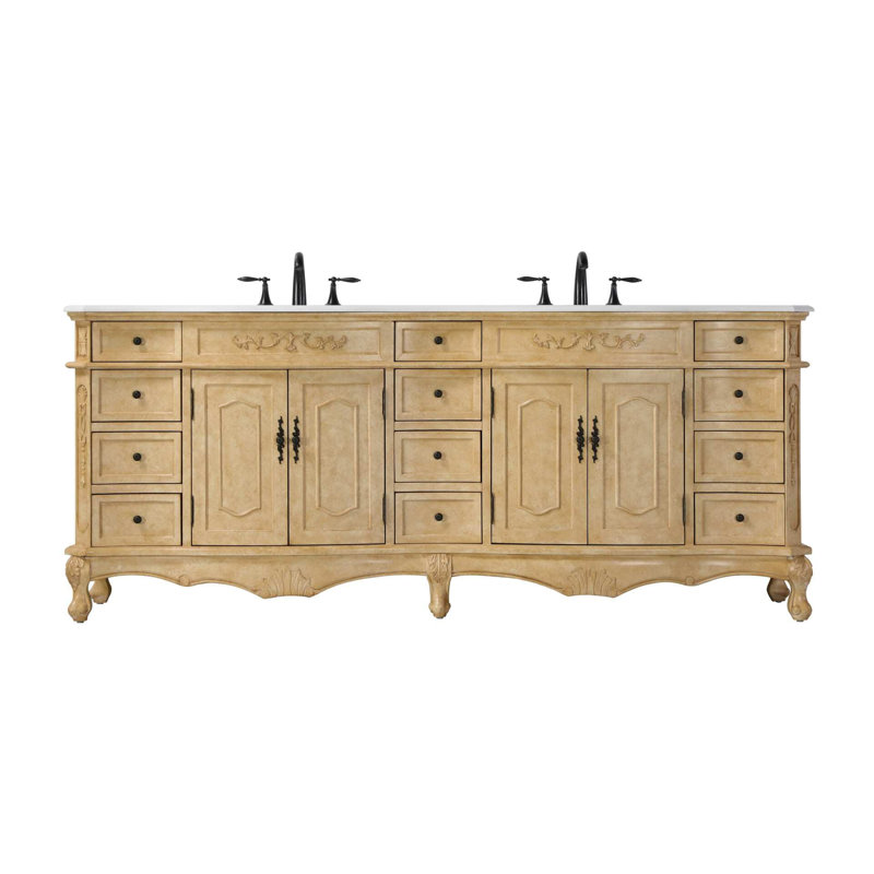 Meuble-lavabo double 84 po beige antique, Beige antique