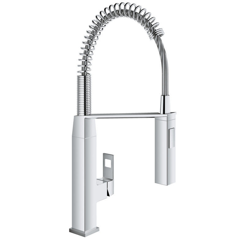 Robinet de cuisine à poignée simple Eurocube® avec SilkMove® et avec accessoires, Chrome étoilé