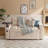 65" Convertible Sleeper Sofa With Pull-Out Bed, Loveseat Sofa Bed with Adjustable Backrest & 360° Swivel Side Table, Khaki-821232061