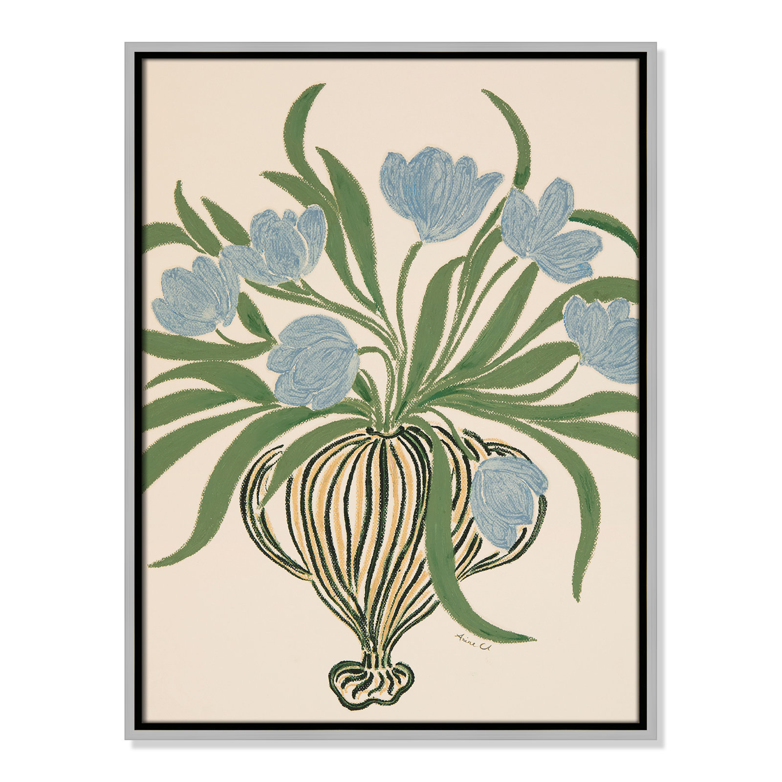 Colette "La Poire Blue Tulips" Print, 25.5" H x 19.5" W, Silver