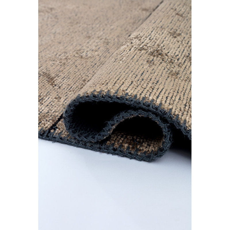 Black/Tan Abstract Luxury Area Rug, Rectangle 7'10" x 9'10"