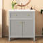 Meuble-lavabo gris avec lavabo en céramique - attrait moderne, structure en bois massif, évier d'armoire de rangement généreux de 30 po, finition et options spacieuses