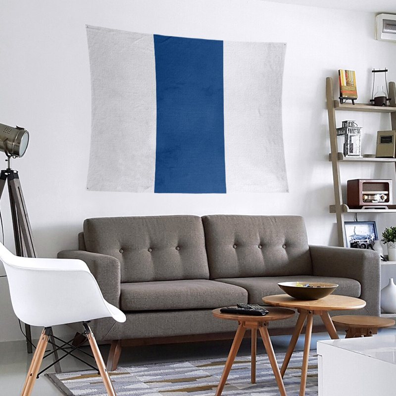 Tapisserie de polyester Toronto, H 88 po x l 104 po, Blanc, bleu, jaune