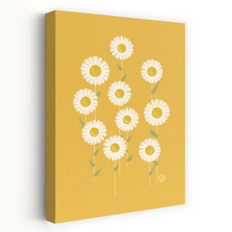 Contemporary Art Abstract Contemporary Daisy Nature Flower Wall Art by Aia Ueno - Wrapped Canvas Print