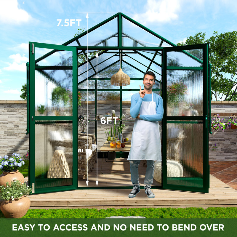  AMERLIFE Polycarbonate Greenhouse with Quick-Connect System, 91" D, Green