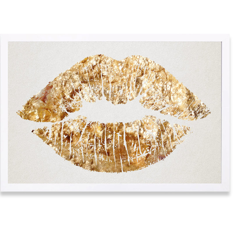 Fashion and Glam Solid Kiss Lips - impression d'art graphique, H 17,5 po x l 25,5 po x P 0,5 po, Cadre blanc