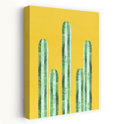 Reproduction d'art contemporain abstrait rayé cactus du désert