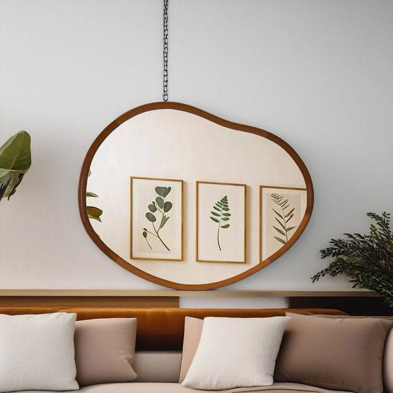 56CM Irregular Wooden Wall Mirror For Bedroom Living Room