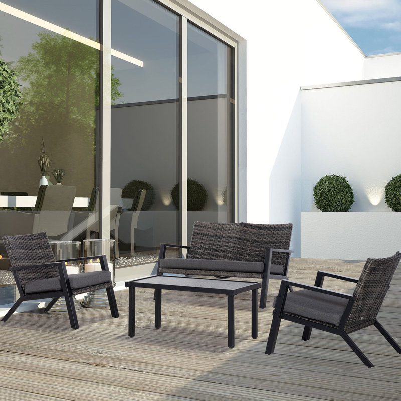 Ensemble de conversation pour 4 personnes avec coussins