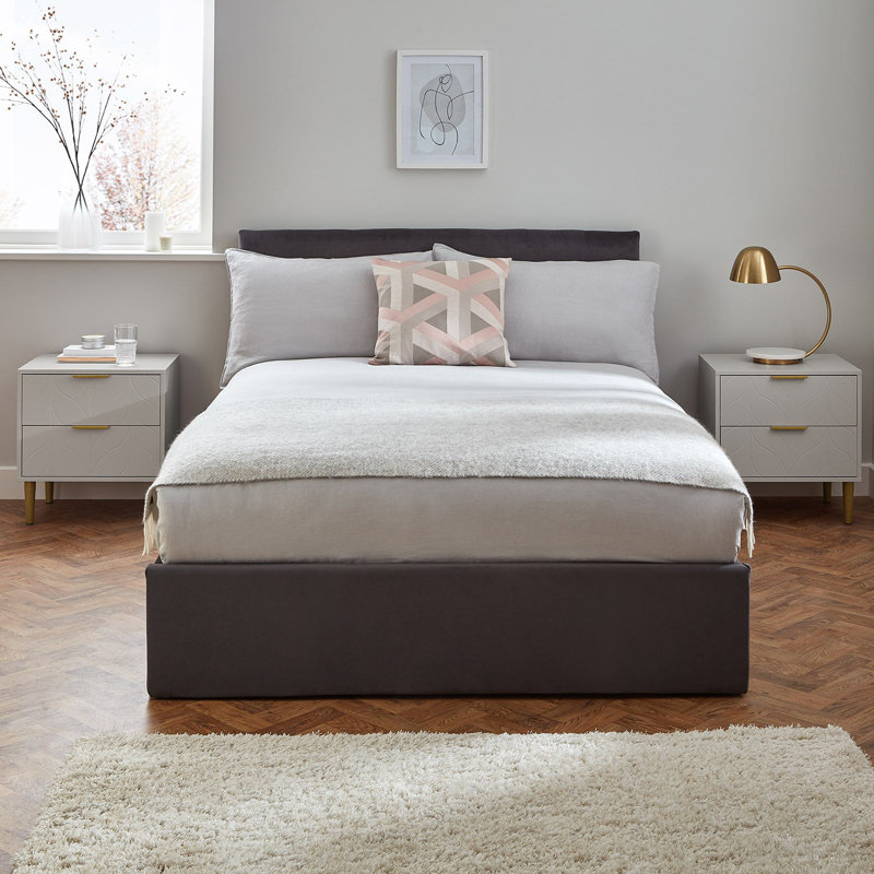 Adams 50cm W Manufactured Wood Bedside Table, Set of 2, Grey
