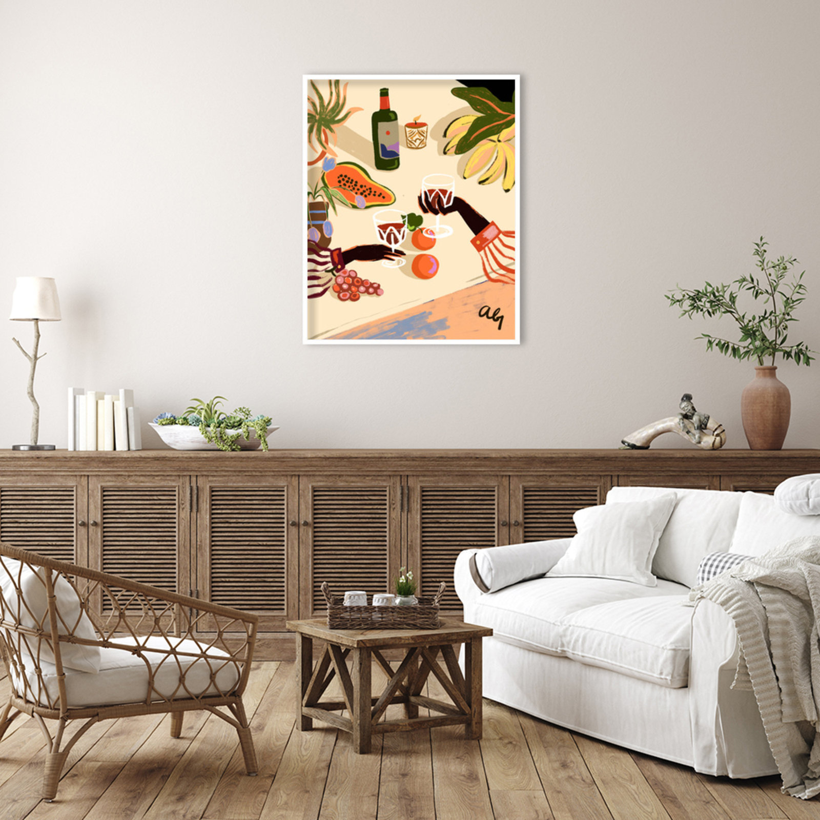 Pritchard "Cheers to You (Wine)" Print, White, 41" H x 33" W