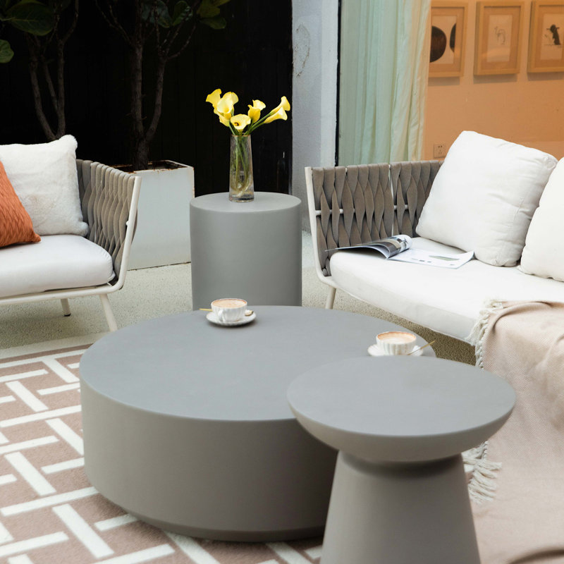 ROME Round Concrete Side Table 45 x 45 x 51.5 cm, Grey