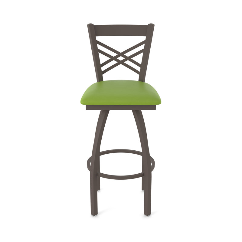 820 Catalina Swivel Stool, Bronze, Vinyl-Canter Kiwi Green, Counter Stool (25" Seat Height)