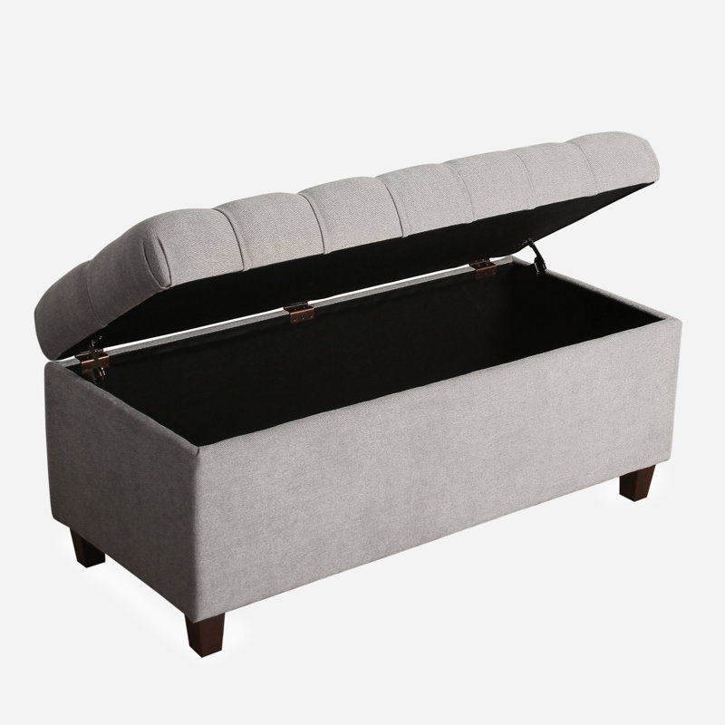 Allessandra Upholstered Storage Bench, Textured Light Gray