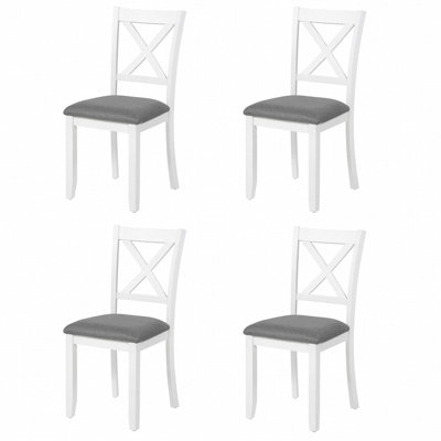 Chaises de salle à manger seulement, ensemble de 4 chaises de salle à manger en bois, chaise de cuisine avec siège rembourré, chaise d'appoint rembourrée pour salle à manger, salon, cuisine, gris et blanc deux tons